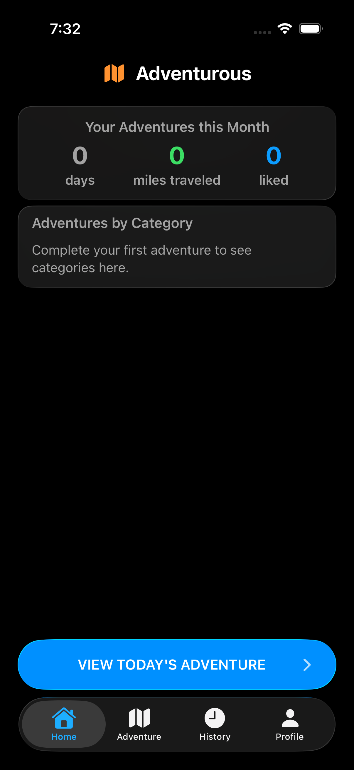 Adventurous home screen