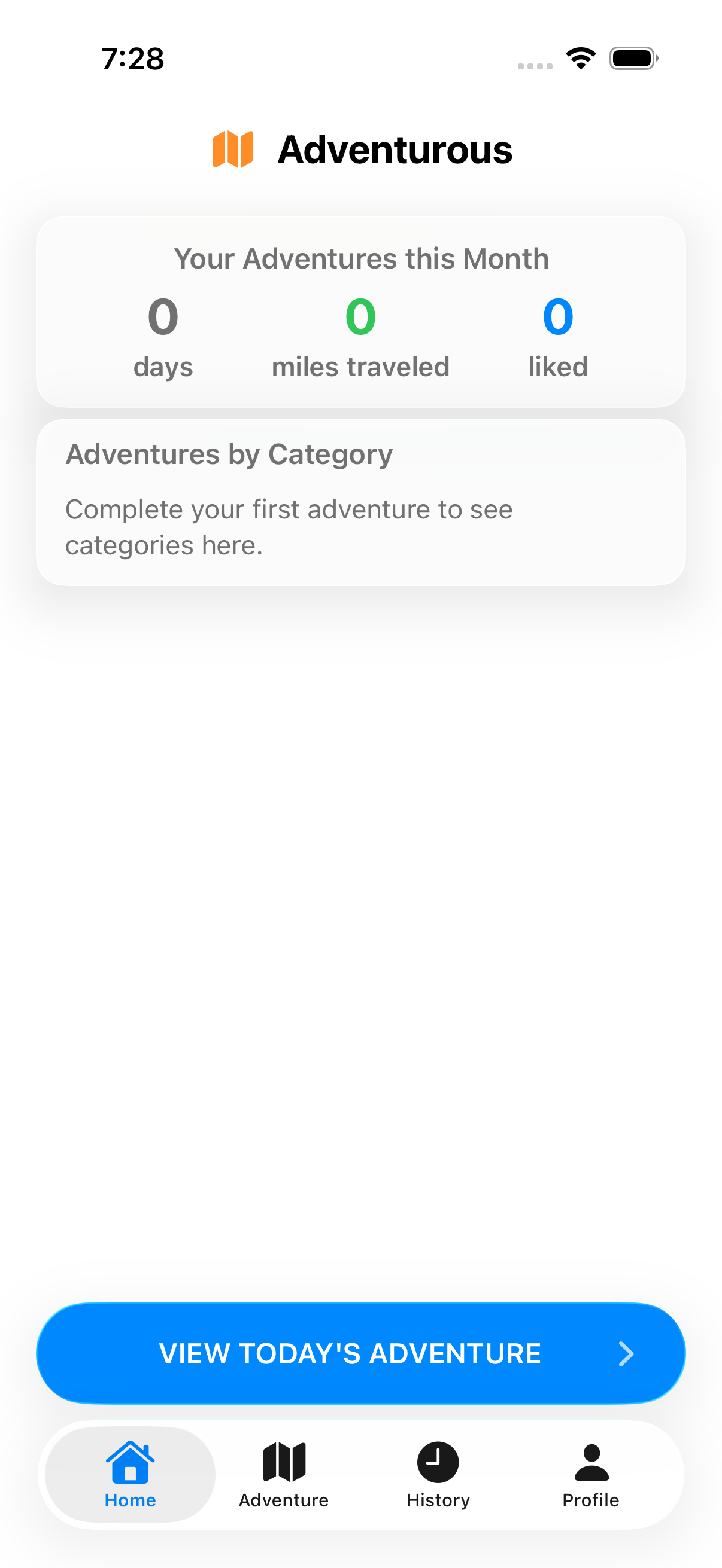 Adventurous home screen